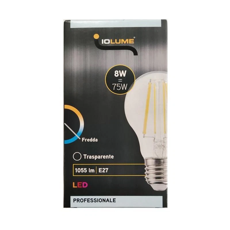 LAMPADINA A LED E27 IOLUME 8W, 6500K, 1055 LM, LUCE FREDDA, MCI IO100753 - Immagine 2 di 4