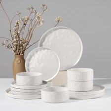 Dinnerware Sets, 12-Piece Plates and Bowls Set, Stoneware Dish Set for 4, Cer...