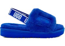 Ugg Fluff DISCO SLIDE Unisex Kids' NEW Slide Slipper BLUE Size 3 Slip On