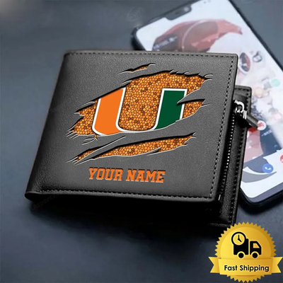 #ad #ad Custom Miami Hurricanes Printed Men#x27;s Leather Wallet $19.99
