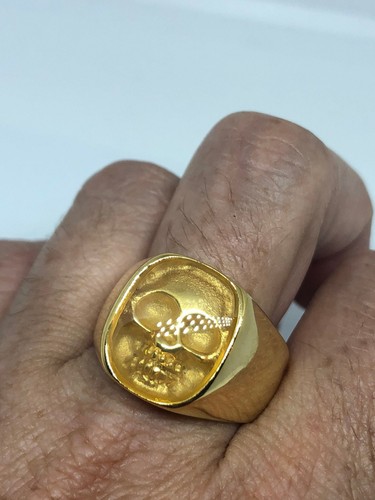 Vintage Gothic Gold Edelstahl Totenkopf Herren Ring - Bild 4 von 10