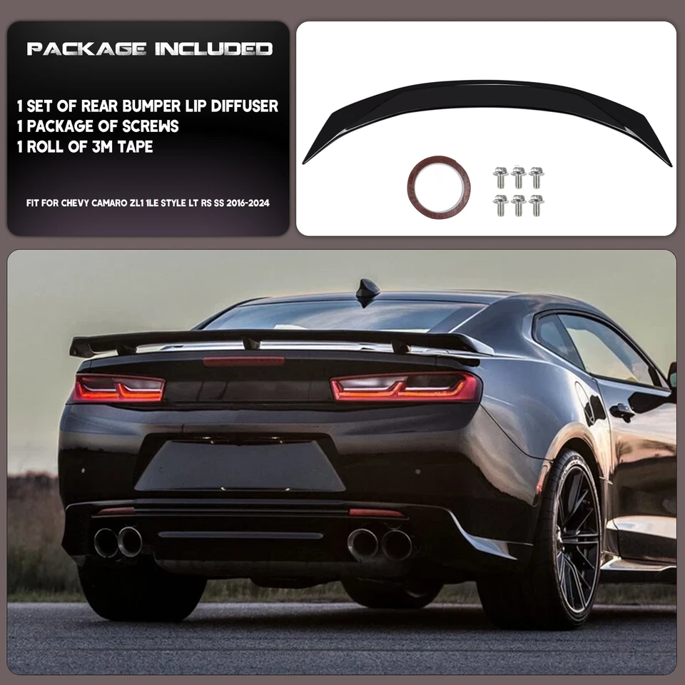 Alerón trasero ABS negro brillante para Chevy Camaro RS SS ZL1 2016-2024 Foto 4 de 4