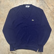 Vintage 70s Izod Lacoste Navy Acrylic Round Neck Sweater 1970s True Vintage