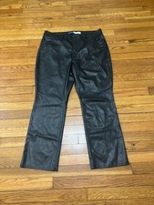 Old Navy Womens Faux Leather High Rise Pants Black Size 14 Bootcut 35x28