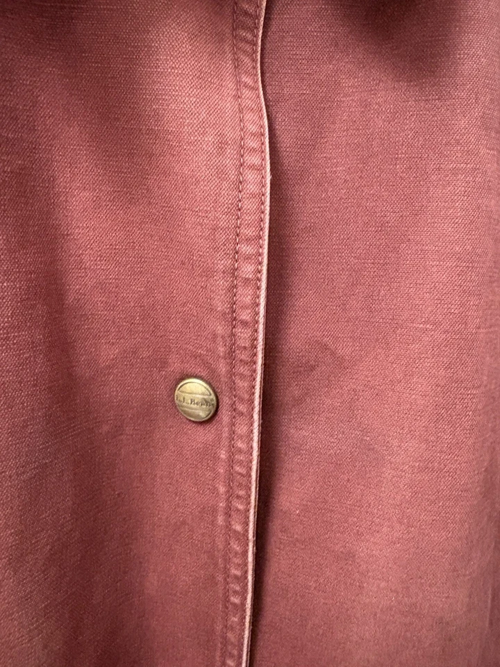 VTG L.L. Bean Womens Maroon Corduroy Collar Long Chore Coat Sz L w/Imperfections - Image 4 of 4