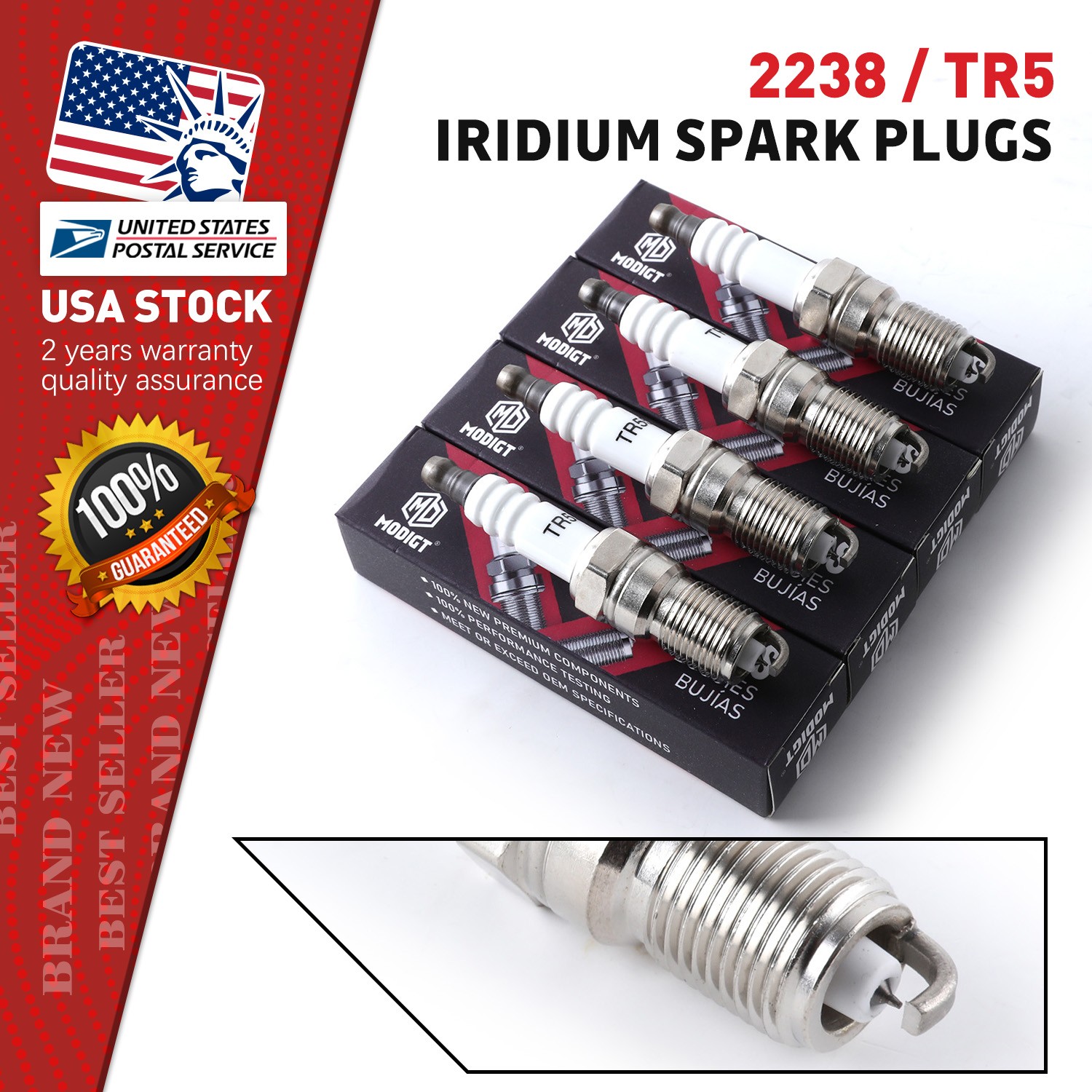 Set of 4 For NGK Iridium Resistor Spark Plugs 2238 TR5 Premium Quality- US STOCK