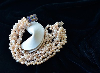 Multi-Strand Freshwater Pearl Torsade Bracelet with 925 Sterling Silver Clasp 