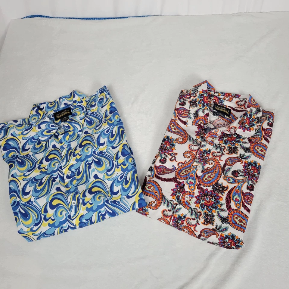 Lot Of 2 CREMIEUX PREMIUM DENIM Men's Size 2X S/S Paisley Hawaiian Shirts New - Image 2 of 4