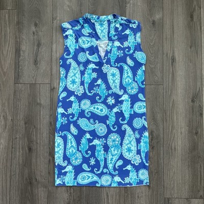 Tori Richard Womens S Dress Blue Green Paisley