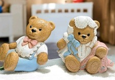 2 Burwood Teddy Bears Decor Set Baby Girls Nursery Wall Hanging Lot Vintage 1994