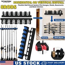 Wall Mount Fishing Rod Rack Store 8Rod,Vertical/Horizonta Pole Holder for Garage