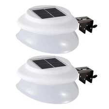 2 Pack Solar Gutter Lights 9 LED Waterproof Security Fence Lamp