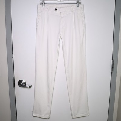 SUITSUPPLY - White Cotton Stretch Campo Pleated Pants - Men's Size 46, US 30  