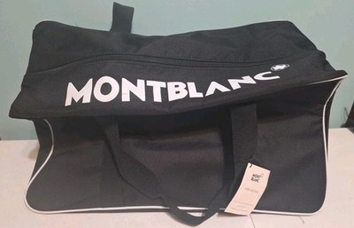 NEW MONT BLANC Large Parfums Canvas Week End Gym Travel Bag Black White Logo