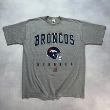 Vintage 90s Denver Broncos T-Shirt Men's L Gray Riddell NFL Football Made in USA
