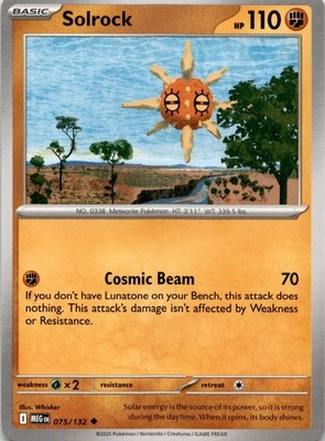 Pokemon Mega Evolution Solrock 075/132 Uncommon Near Mint