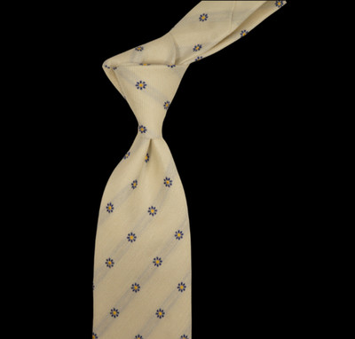 $190 NWT GUARRACINO White w Purple Medallions Silk Linen Neck Tie Italy 3.25W
