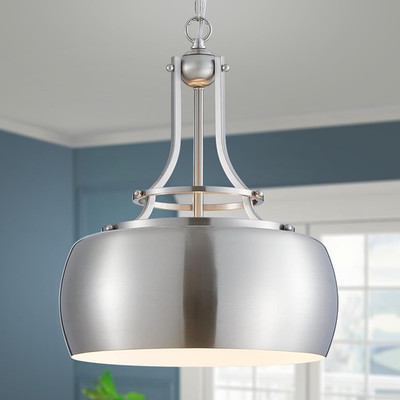 Rustic Industrial LED Chandelier Pendant Light Fixture - Nickel, 15.7'' H x 13.4''