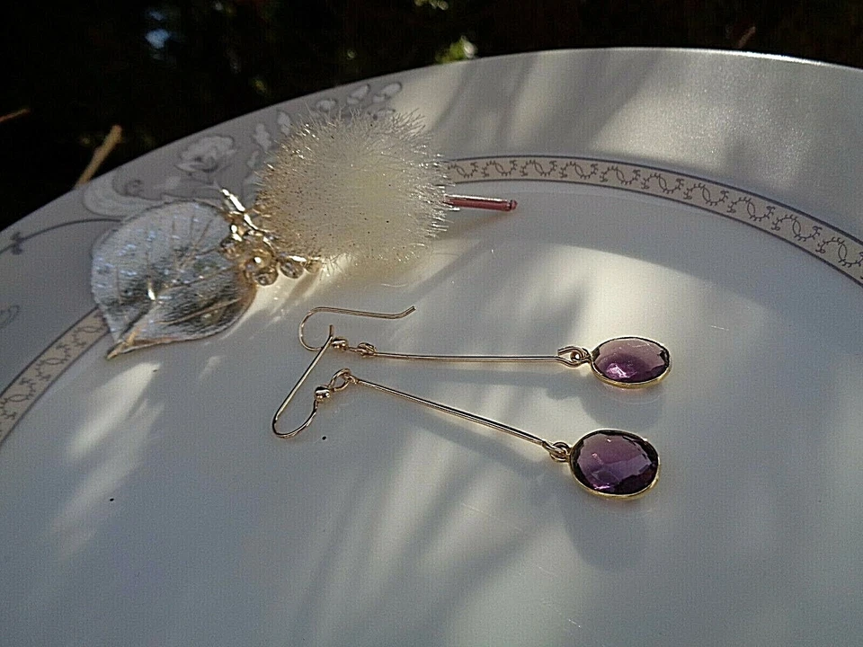 Amethyst Ohrringe Gold 14K Gold Filled Goldohrringe Amethyst - Bild 3 von 4