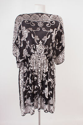 PIERRE BALMAIN Tunika Kleid Damen Gr. 38 Schwarz Weiß 