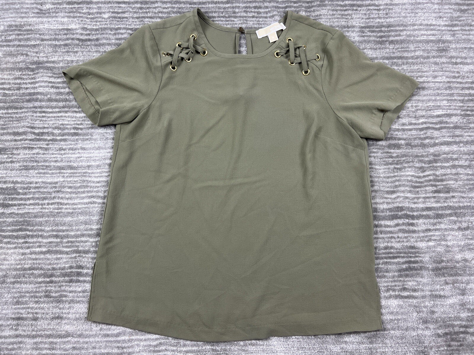 Top Michael Kors donna verde medio cravatta spalle casual