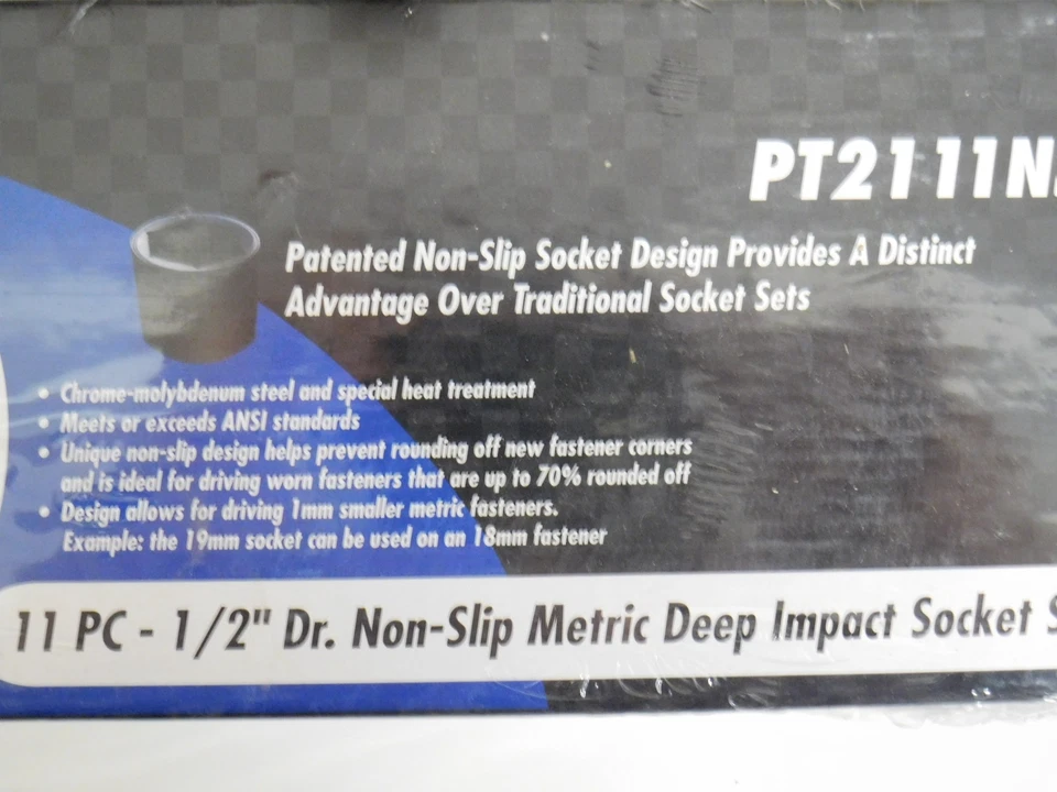 Sunex Pit Pro PT2111NS 11pc 1/2" Drive Non-Slip Metric Deep Impact Socket Set - Image 3 of 4