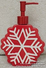 NEW SNOWFLAKE CERAMIC LIQUID SOAP DISPENSER RED  WHITE WINTER CHRISTMAS THEME