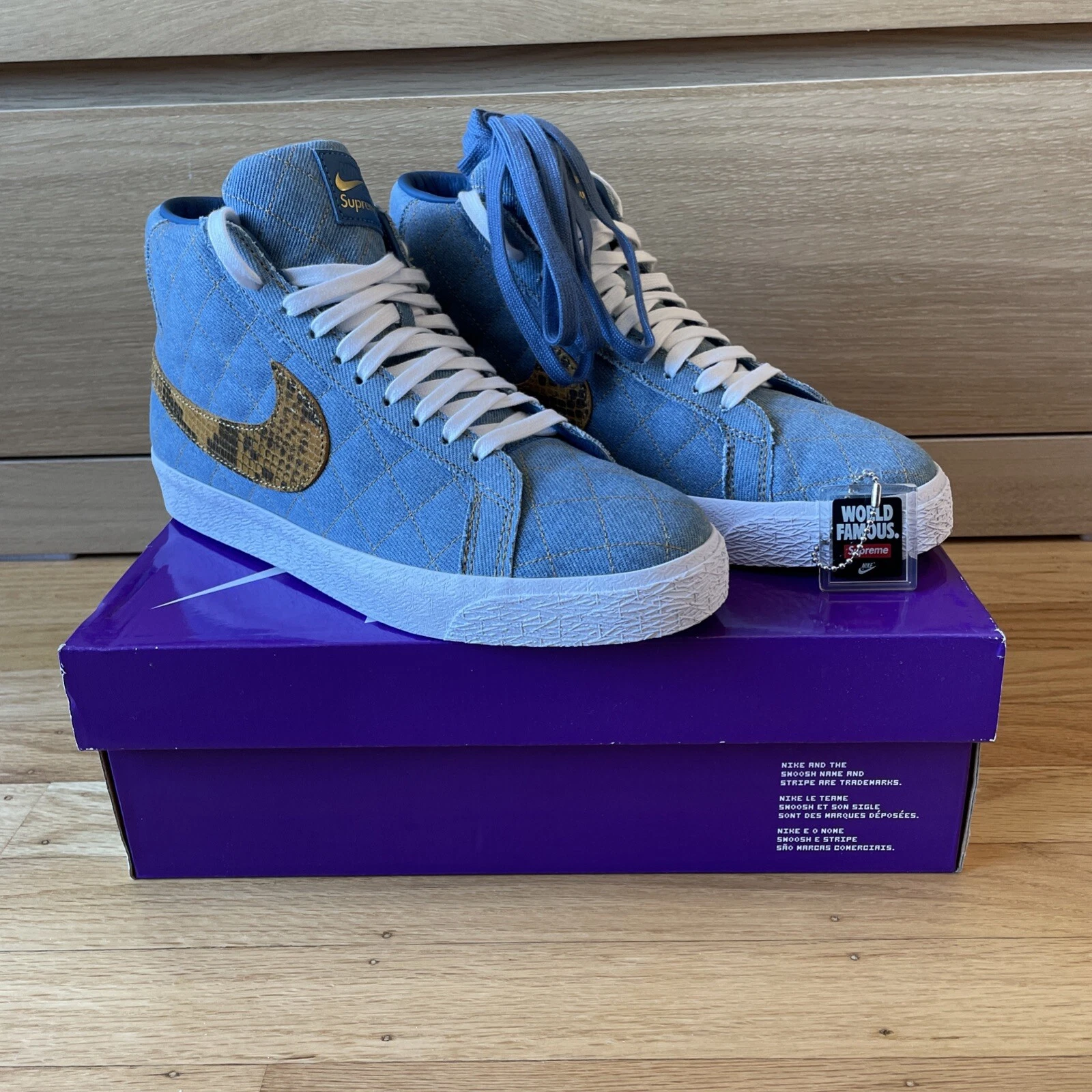 Taille 8   Blazer Nike Supreme x Zoom QS SB Mid Denim