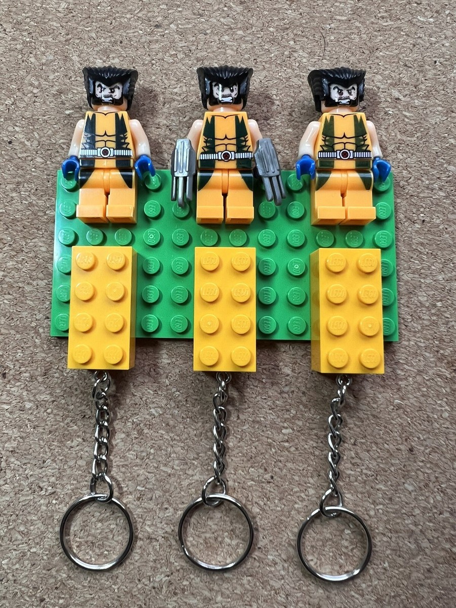 Custom Made Upcycled Marvel Wolverine, Lego Key Holder 3x Lego Keyring