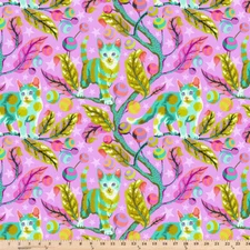 Tabby Road Deja Vu Club Kitty Electroberry MINKY 60"  Tula Pink Fabric By The Yd