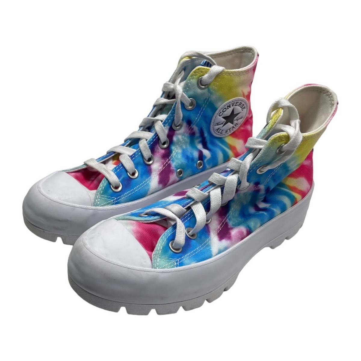 Converse CTAS Lugged Platform Sneakers in Rainbow Tie Dye Print - Main Image