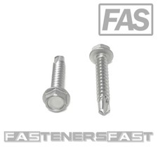  100  8 x 1" Stainless Steel Hex Washer Head Self Drilling Tapping TEK Screws