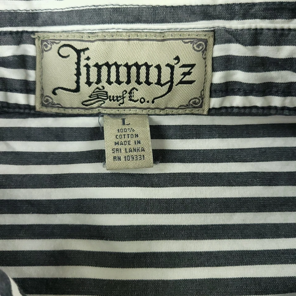 Jimmy'z Surf Shirt Mens Large Black Stripe Business Casual Pocket Inside Shirt - Image 4 of 4