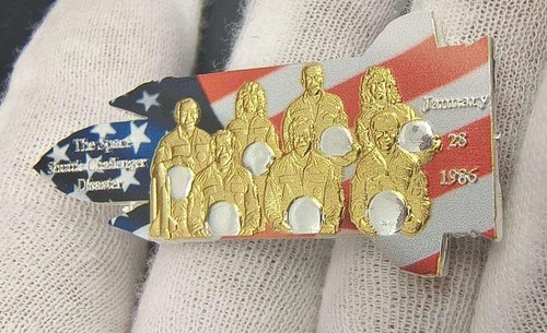 Space Shuttle Challenger Gold Silver Coin NASA Stars & Stripes Flag Trek Wars UK - Picture 6 of 24