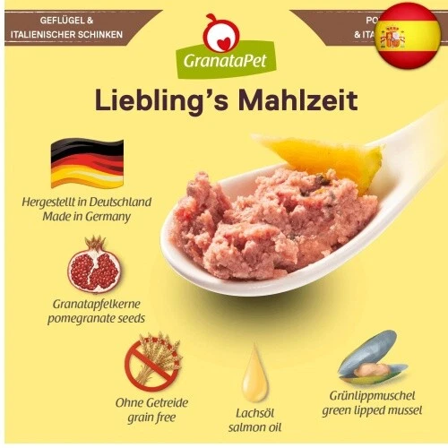 GranataPet Lieblings's Mahlzeit Aves & Italiano Jamón Humedo, Comida para - Imagen 5 de 7