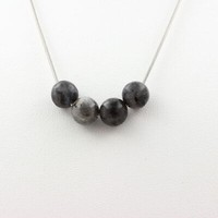 Halskette 4 Perlen Labradorit 8 Mm. Kette Aus Edelstahl Halskette Damen, H