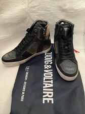 Zadig Voltaire High Flash Shift Sparkle Leather Sneakers High Tops Sz 39 NWOB