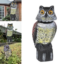 Garden Bird Deterrent Decoy Pest Control Swivel Head Owl Outdoor Decor Repeller