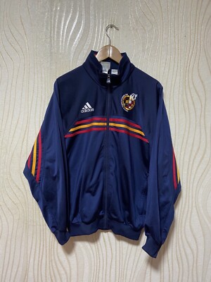 SPAIN 1998 2000 AWAY FOOTBALL SOCCER JACKET ADIDAS sz S MEN NAVY