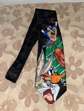 Looney Tunes Mania Taz Daffy Bugs Golf Print Necktie Silk 58" L - 3.85" W 1993