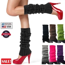 2Pair Women Leg Warmers Crochet Knit Ribbed Knee High Winter Boot Wool Long Sock