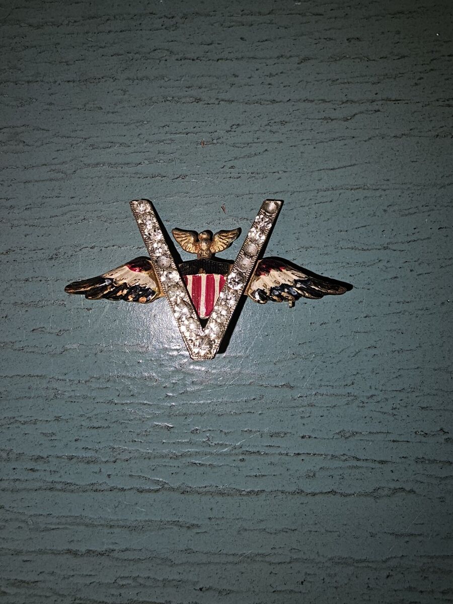 人気特価 Vintage WWII Pin-Rhinestone Victory SweetHeart シルバー