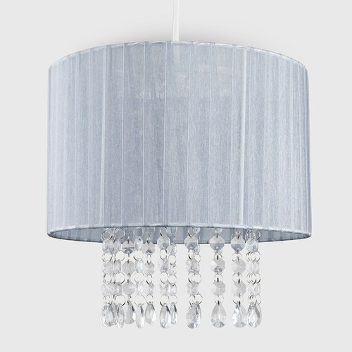 Drum Ceiling Light Shade Modern Voile Easy Fit Lampshades Jewel Droplets Lights - Picture 26 of 30