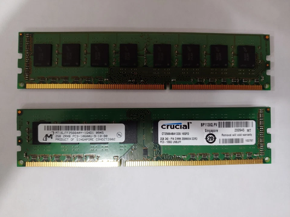 Crucial 4GB (2x 2GB) PC3-10600U 1Rx8 DDR3 1333 MHz Desktop Memory - Image 2 of 3