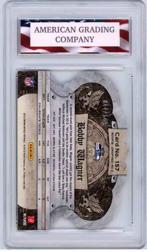 2012 Crown Royale #157 Bobby Wagner Rookie Card AGC 10 Gem Mint 44/149 - Image 2 of 2