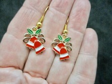 Vintage-XMAS Gold Tone Double Bells Pierced Earrings