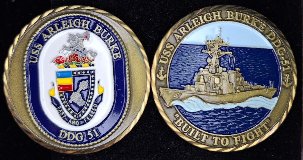 USS Arleigh Burke DDG-51 Navy Challenge Coin - Built to Fight
