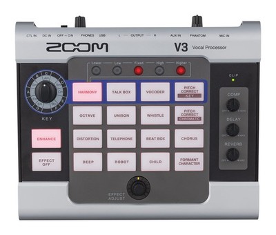 Zoom V3 Vocal Processor, Vocal Effects Pedal, 3-Part Harmony, Pitch Correction,