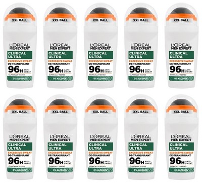 10 L'OREAL MEN EXPERT CLINICAL ULTRA Excessive Sweat Roll On AntiPerspirant 50ml