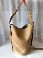 Damen Schultertasche Kunstleder Beige oval mi...